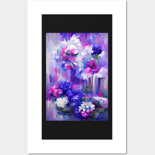 SUPER CUTE PINK AND PURPLE AND BLUE FLORAL PRINT Posters and Art